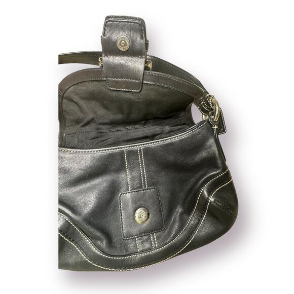 Coach F10909 Vintage Small Soho Black Leather Shoulder Bag w/Contrast Stitching - Picture 4 of 10